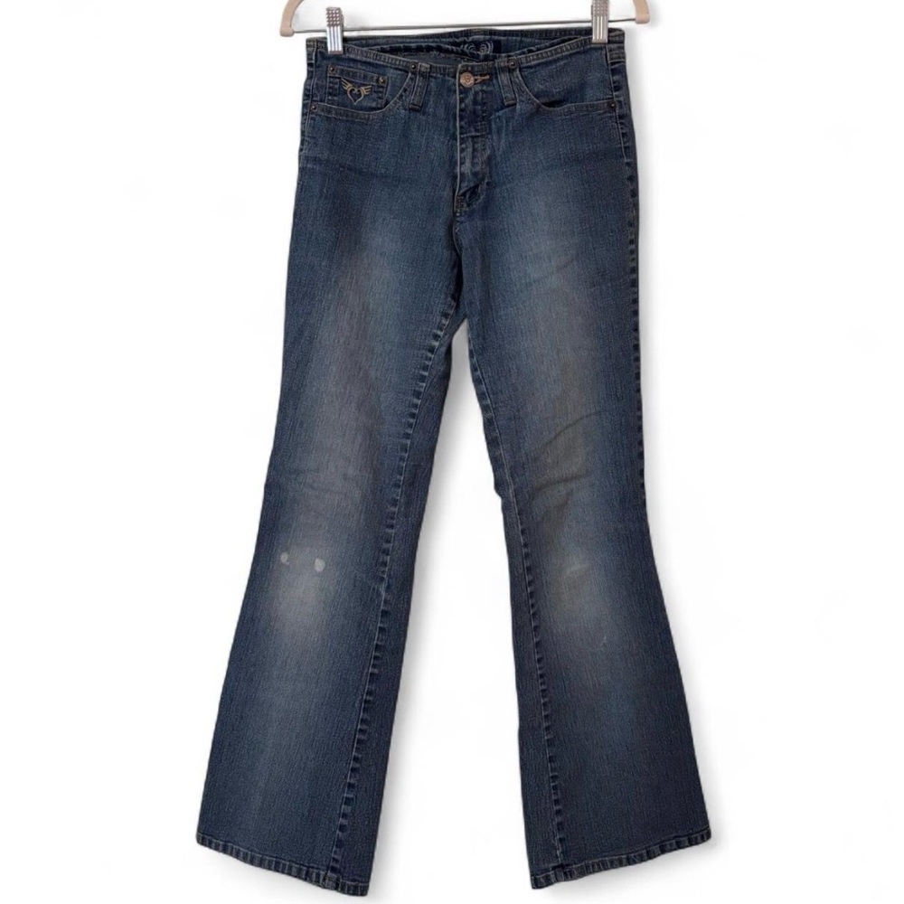 Y2K Angels Women's Flare Bootcut Low Rise Full Length Dark Blue Jeans size 9